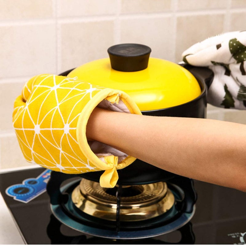 Win Change Oven Mitts and Potholders BBQ Gloves-Oven Mitts and Pot Holders with Recycled Infill Silicone Non-Slip Cooking Gloves for Cooking Baking Grilling (4-Piece Set,Yellow) - Image 4